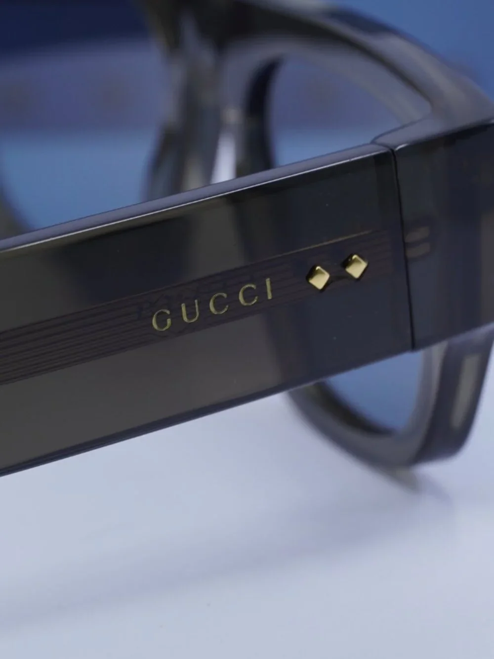 Gucci GG1262S 003 Square Sunglasses - Transparent Dark Grey/Blue